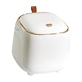 Desktop Mülleimer Drücken Sie den Deckeltyp Papierkorb Reinigungswerkzeuge Leichte Luxus Mülleimer für Küche Vanity Tabletop Home Table Countertop, White/1243 (Color : White)