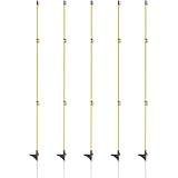 VOSS.farming 40x Fiberglaspfahl 155cm mit Zusatzisolator für Weidezaun Metallspitze Weidezaunpfahl Pfahl gelb schwarz Ersatzpfahl Elektrozaun Zaunpfahl