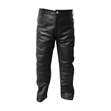 Herren Schwarz Echtleder Biker Hose - Slim Fit Motorrad Reitjeans Hose für Männer, Schwarz , 36W x 29L
