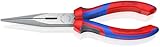 KNIPEX Flachrundzange mit Schneide, 200 mm, Chrom-Vanadium Stahl, formstabil bei Verwindung durch elastische Spitze, Flachzange, 26 12 200