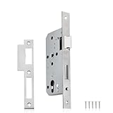 Bwintech 1 Stück Satin Nickel 7250 Einsteckschloss Edelstahl Euroloch für Innentüren und Badezimmertüren