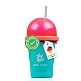 Magic Freez Slushy Maker – Tragbarer Slushy Becher aus Silikon mit 2-in-1 Strohhalm und Löffel – Slush Ice Maker für erfrischende Slushies – Slushi Cup zum Slush Eis selbermachen – 370ml