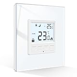 CNBINGO Thermostat Fussbodenheizung Raumthermostat Digital Unterputz für Wasser Boiler Thermostat Heizung Wandthermostat mit Glasrahmen, Weiß