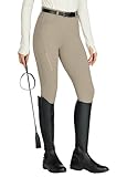 WILLIT Reitleggings Damen Reithose Silikon Vollbesatz High Waist Stretch Reithose mit Reißverschlusstasche Gürtelschlaufen Khaki M