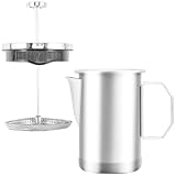 OROMYO Kaffeebereiter 1L French Press Edelstahl Kaffeepressen mit Abnehmbarer Filter und Klappgriff French Press Coffee Maker für Zuhause Outdoor Camping (Silber)