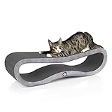 CanadianCat Company | Orbit 2.0 Kratzbrett - Black Edition - betonoptik | Kratzpappe Katzen Lounge in schwarz | ca. 84 x 24 x 23 cm