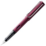Lamy AL-star black purple Füller – Füllhalter mit ergonomischem Griff & polierter Stahlfeder in Strichbreite M – leichtes Aluminiumgehäuse – inkl. Tintenpatrone T 10 blau – Rechtshänder