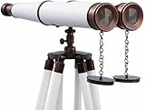 Nautisches Fernglas aus Leder, 55,9 cm, antikes Teleskop mit Bodenstativ