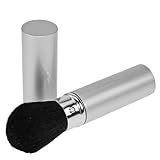 Puderpinsel einschiebbar mit Kappe, Professioneller Makeup Pinsel, feinstes Naturhaar, Schminkpinsel Silber, Höhe: 12cm von Fantasia