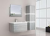 Home Deluxe - Badmöbel-Set - WANGEROOGE Grau - Large - inkl. Waschbecken und komplettem Zubehör - Breite Waschbecken: 60 cm | Badezimmermöbel Waschtisch Badmöbelset