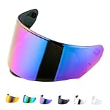Helmvisier für Assault/Rapid/Stream,Motorradhelm Visier für LS2 FF800/FF353/FF328,Motorrad Windschutz Helm Objektiv Visier Vollgesichts,Helmvisiere Zubehör Ersatz(Regenbogen)