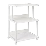IBUYKE Druckerständer mit Regal, 3-stufiger Druckertisch mit Rädern, Drucker Wagen für Haus, Büro, Rolling Cart Stand für Heat Press, Mikrowelle und Mini-Kühlschrank TPS001W