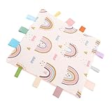 OVAQUIXI Baby-Sicherheitsdecke mit Bunten Etiketten, Sensorisch Beruhigende Baumwolle, Beruhigend Zum Schlafen für Unerfahrene Eltern (Regenbogen)