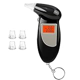 SOEWIOU Alkoholtester, Tragbarer Promilletester, Alkoholmessgeräte Professioneller Alkohol Tester Mit LCD-Display Digital Schnell Tragbar, Halbleiter Sensor Alkoholmessgeräte