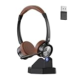 Mairdi Bluetooth Headset mit Mikrofon Noise Canceling, Stereo Wireless Headset mit Ladestation, mit USB Bluetooth Adapter für Handy PC Call-Center Büro Zoom Microsoft Team Skype Chat