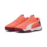PUMA Accelerate JR Handballschuh, Glowing RED White-Dark Crimson Black, 35.5 EU