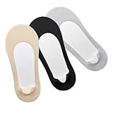 OATIPHO 3 Paare Damen Unsichtbare Sneaker Socken Atmungsaktive Elastische Low Cut Füßlinge mit Dämpfung und Druckentlastung Leichte Bequeme No Show Socken in Beige Schwarz