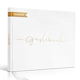 Gästebuch - für Hochzeit, Geburtstag, Babyparty, Ferienwohnung, Taufe - Gästebuch Hochzeit 100 blanko Seiten weiß - Hochzeitsbuch - Hochzeitsgästebuch - Hochzeitsalbum - Gästebucher, Premium-Papier