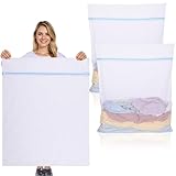 Dntorx 2 Stück Wäschenetz Groß, 90 x 110 cm Wäschenetz für Waschmaschine Wäschesack Groß Wiederverwendbar Wäschesack Waschmaschine mit Reißverschluss für Hemden Pullover Mäntel Hosen (XXXL, Weiß)