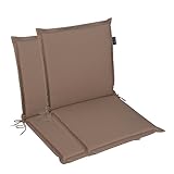LILENO HOME Gartenstuhl Auflagen [2er Set - Niedriglehner] in Taupe - Bequeme Liegen als Sitzauflagen für Gartenmöbel - Stuhlkissen für Gartenstühle und Klappstühle MIA