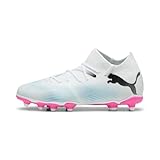 PUMA Jungen Unisex Kinder Future 7 Match FG/AG JR Soccer Shoe, White Black-Poison PINK, 28 EU
