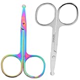 Ipetboom 2 Stück Teiliges Nasenhaarscheren Rostfreiem Edelstahl mit Abgerundeter Spitze Präzise Augenbrauen Bartschere für Männer Langlebig und Sicher für Feine Haarpflege