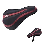 Hohl Ergonomisch Fahrradsitzbezug,Fahrradsattelbezug,Sattelbezug Fahrrad,Fahrrad Gel Sitzbezug,Rennrad-Sattelkissen,für Meisten Fahrräder wie Rennrad,Mountainbike und Trekkingrad,17 x 29,5 cm,Rot