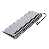 Belkin USB-C-Hub, 11-in-1-MultiPort-Adapter-Dock mit 4K-HDMI, DisplayPort, VGA, USB-C und 100 W zum Laden, 3x USB A, Gigabit-Ethernet, SD, MicroSD, 3,5-mm-Klinke für Geräte wie MacBook* Pro, Air, XPS