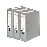 Original Falken 3er Pack PP-Color Ordner. Made in Germany. 8 cm breit DIN A4 grau Vegan Kunststoff-Ordner Ringordner Aktenordner Briefordner Büroordner Plastikordner Schlitzordner