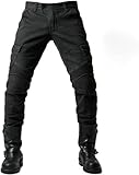 Motorrad-Hose, Schutzhose, Herren Motorrad-Jeans aus atmungsaktivem, verschleißfestem Kevlar mit 2 Paar schützenden Hüft- und Kniepolstern, Jeans (schwarz, L)