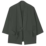 Rrongwn Herren Kimono Traditionelle Japanische Kleidung Männliche Strickjacke Noragi Jacke Yukata Mantel Haori