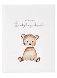 goldbuch 11 458 Babytagebuch Teddybär Baby Album 44 illustrierte Seiten, Tagebuch, Babyalbum für Mädchen und Jungen, Einband Kunstdruck mit Roségold, Fotobuch Beige, Babybuch 21 x 28 x 1 cm
