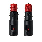 Leloco 2 Stück Zigarettenanzünder Stecker, Mit Stromversorgung Kontrollleuchte, 12v Stecker Kfz 8A Sicherheits Universalstecker, für Auto LKW PKW Motorrad Kühlbox Navi Auto Handstaubsauger