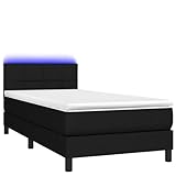 Eleganz Boxspringbett 80x200 cm mit Matratze & Schwarz - Modernes Stoffbett für Schlafzimmer, Platzsparend & Bequem - Ideal für kleine Räume