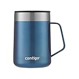 Contigo Streeterville Desk Mug, isolierter Kaffee-Thermobecher mit Henkel aus Edelstahl, Coffee to go Becher Deckel, hält Kaffee und Tee bis zu 5 Stunden warm, ideal fürs Büro Zuhause, 410 ml, Blue