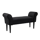HOMCOM Bettbank, Polsterbank, Sitzbank, Flurbank für Schlafzimmer, bis 130 kg Belastbar, Segelstoff, Schwarz, 102 x 36 x 51 cm