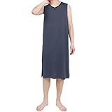 Vekewsap Nachthemd Herren Leichtes Ärmelloses Nachtwäsche Bademantel Klassischer Nachthemden Für Männer Pullover Oberteile Lockeres Langes Kleid Pyjama Loungewear Morgenmantel