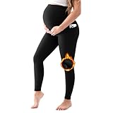 Walifrey Damen Umstandsleggings Thermo Winter Leggings High Waist Schwarz XL