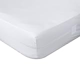 Matratzenbezug mit Reißverschluss und wasserdichter TPU-Schicht für 90x200cm Betten, Matratzenschoner Rundumschutzm weiß, Atmungsaktiv und Waschbar