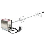 BBQ-Toro Grillspieß Set, 120 cm, inkl. Edelstahl Motor, 220V - 240V, inkl. 2 Stück Fleischklammern, Rotisserie, Drehspiess aus Metall verchromt, Spiess Set, elektrischer Drehspiess