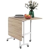 HOMCOM Esstisch, Klappbarer Küchentisch mit Rollen, Stahlbeine, Klapptisch für 4-6 Personen, Esszimmertisch für kleine Räume, Küche, Esszimmer, 120 x 80 x 73 cm, Eiche