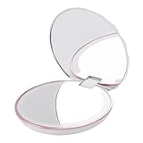 Asixxsix LED Beleuchtete Reise -Make -up -Spiegel, 1x 2X Vergrößerungsspiegel Doppelseitiger Touch Dimmbare, Tragbare Taschenspiegel für Handtasche Geldbörse, Beleuchtete Reisespiegel