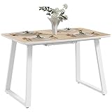 HOMCOM Esstisch Ausziehbar Küchentisch für 4-6 Personen, Rechteckiger Esszimmertisch für Küche, Esszimmer, Stahl, 120/160 x 80 x 76 cm, Eiche