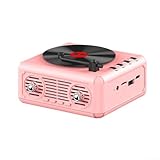 Tragbarer CD-Player, 2-in-1-CD-Player und Bluetooth-Lautsprecher, Retro-USB-wiederaufladbarer CD-Player mit Breitband-Lautsprechern, Festival-Geschenke, BGM-Player (Rosa)