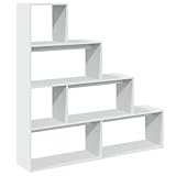 vidaXL Raumteiler Bücherregal 4 Stufen, Standregal Treppenregal für Wohnzimmer Schlafzimmer Büro, Stufenregal Regal, Weiß Holzwerkstoff