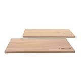 SANTOS XXL Grillbrett, 2er Set - Zedernholzbretter zum Grillen - 100% Rote Zeder - 40x15cm - Räucherbrett/Räucherplanke aus Rot-Zeder
