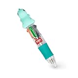 LEGAMI - Mini-Kugelschreiber 4 Farben, Mini Magic Rainbow, 4-Farben-Tinte, Grün, Blau, Orange, Schwarz, Spitze 1 mm, ergonomischer Griff aus Silikon, Durchmesser 2,3 cm, Höhe 10 cm, Dino