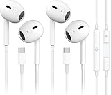 Mutsrd USB-C-Kopfhörer für iPhone 16/15, Typ C, kabelgebunden, mit Mikrofon und Fernbedienung, Geräuschunterdrückung für iPad Pro, Galaxy S23/S22/S21/S20/Ultra Note 10/20, Pixel 7/6/6a/5/4, 2 Stück