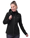 33,000ft Damen Softshelljacke Wasserdichte Winddichte Funktionsjacke Atmungsaktive Übergangsjacke Leichte Fahhradjacke mit Kapuze Windbreaker zum Laufen, Radfahren, Wandern，Schwarz 40