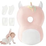 Fortella Baby Kopfschutz Rucksack mit Socken und Knieschonern, Atmungsaktiver Rückenbereich, mit Verstellbarem Trageriemen für 5-24 Monate, zum Krabbeln, Laufen Lernen und Kinderaktivitäten (Einhorn)